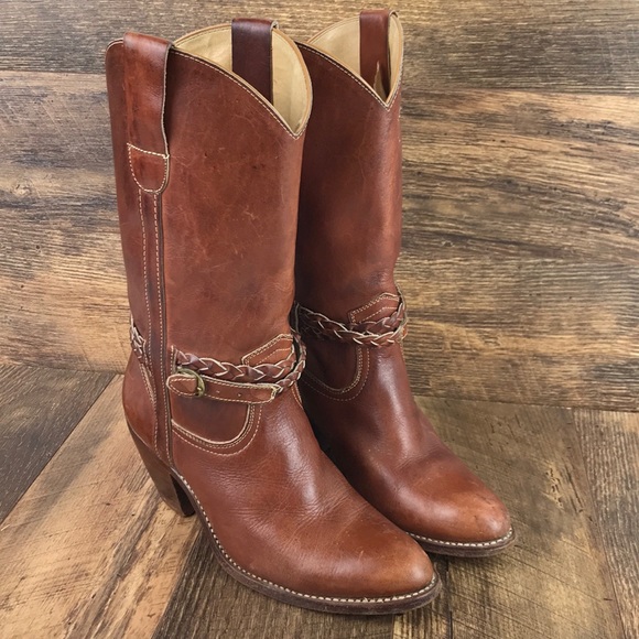 Vintage Shoes - •Vintage Town & Country Leather Braided Boots• 7 B